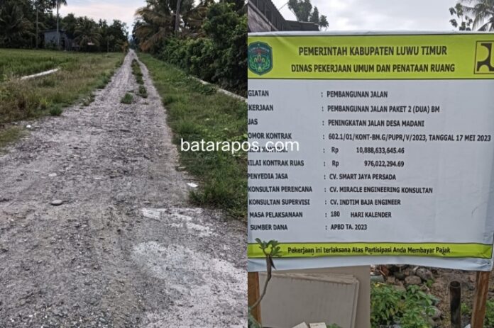 Masa Kontrak Habis Proyek Pengaspalan Di Wotu Hanya Terpasang Papan Proyek