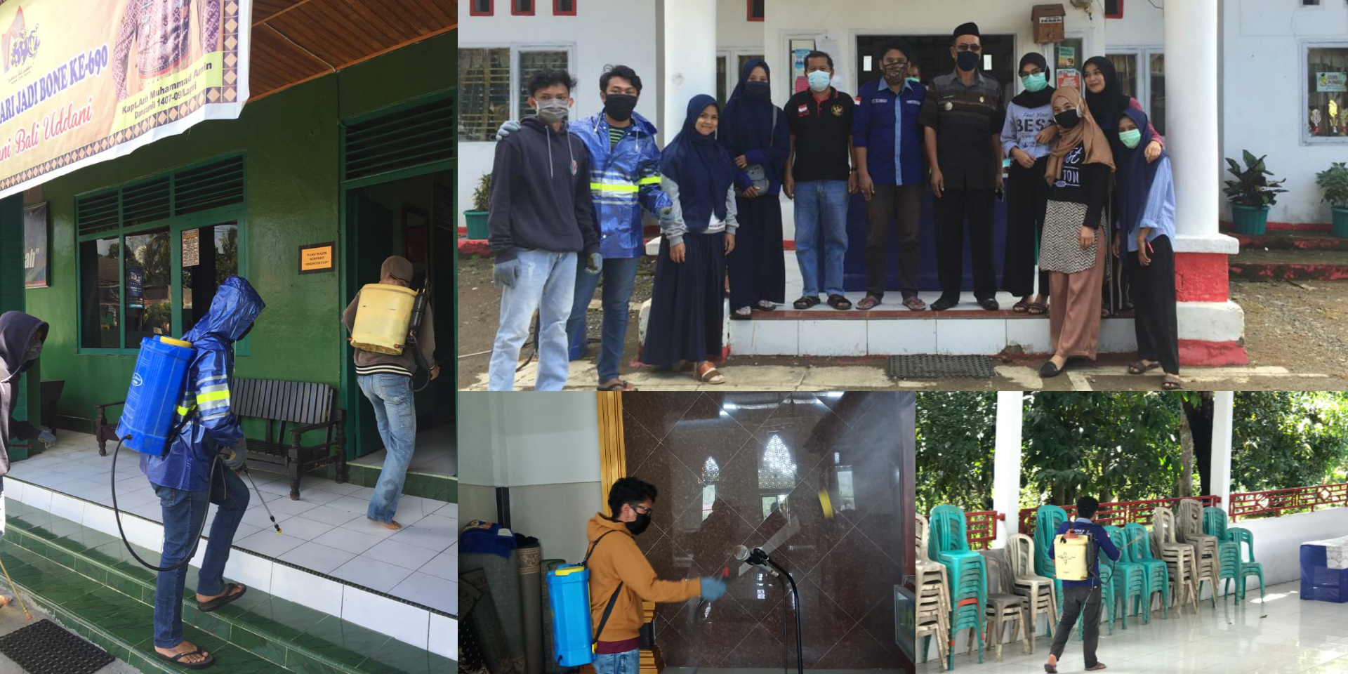 Lawan Corona, Kepmi Bone Lappariaja Semprotkan Cairan Disinfektan Disejumlah Titik