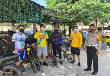 Sasar Komunitas Sepeda Lipat, Sat Lantas Polres Gowa Edukasi 4 M Tangkal Covid-19