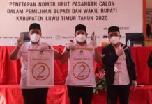 Rapat Pleno KPU, Paslon Ibas-Rio Dapat Nomor Urut Dua Pada Pemilihan Bupati dan Wakil Bupati Luwu Timur Tahun 2020