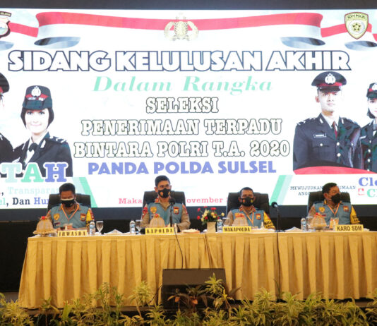 Polda Sulsel Selenggarakan Sidang Terbuka Kelulusan Akhir Penerimaan Bintara Polri 2020