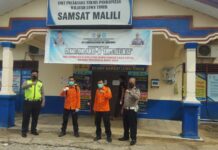 Satlantas Polres Luwu Timur Lakukan Penyemprotan Disinfektan di Pelayanan Publik Samsat