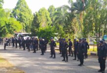 Personel Brimob Nusantara Yang Siaga di Polres Luwu Timur Kembali ke Polda Sulawesi Selatan