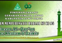 HARLAH NU ke-95, PC.GP.Ansor Lutim Gelar Simaan Al-Qur’an
