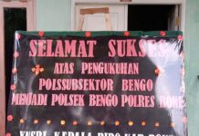 Jelang Pengukuhan, Kantor Polsek Bengo Banjir Karangan Bunga