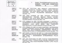 Tertuang Dalam Surat Telegram Kapolda Sulsel, Tiga Perwira Pejabat Utama di Polres Lutra Bergeser