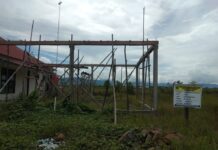 Pembangunan Aula Kantor Desa Libukan Mandiri Dikabarkan Mandek ! Toko Telat Kirim Material ?