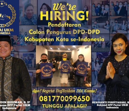 Partai UKM Indonesia Buka Pendaftaran Pengurus Kecamatan se-Indonesia