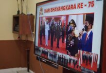 Polres Luwu Timur Ikuti Upacara HUT Bhayangkara ke 75 Secara Virtual