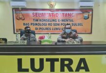Kabag SDM Polres Luwu Utara Sambut Kedatangan Tim Konseling E-Mental Bag Pisikologi RO SDM Polda Sulsel