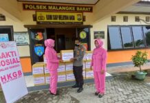 Dalam Rangka HKGB ke-69, Bhayangkari Cabang Luwu Utara Serahkan Puluhan Sembako ke Polsek Malbar