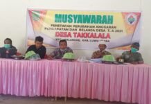Pemdes Takkalala Gelar Musyawarah Penetapan Perubahan APBDes TA.2021