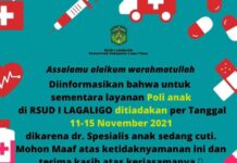 Dokter Cuti, Pelayanan Poli Anak RSUD I Lagaligo Dialihkan