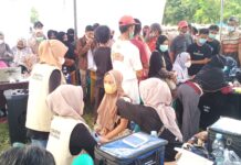 Gelar Vaksin Massal, Kapolsek Sukamaju : Semoga Diakhir 2021 Pencapaian Vaksinasi Melebihi Dari 70 Persen