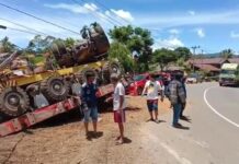 Truck Trailer Terbalik, Dua Korban Dilarikan ke Puskesmas Wasuponda