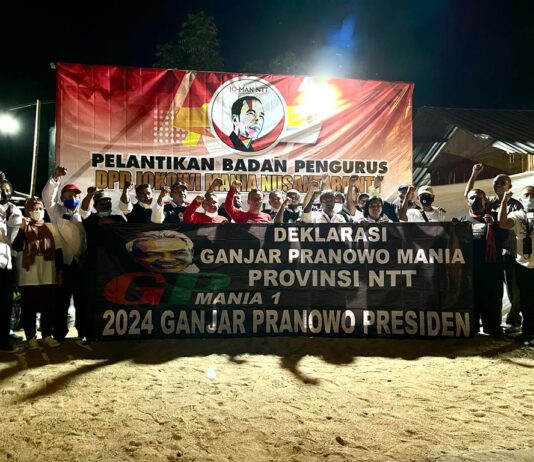 Immanuel Ebenezer Lantik Pengurus DPD Jokowi Mania NTT dan Deklarasi Ganjar Pranowo Capres 2024