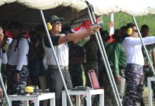 Meriahkan HUT Bhayangkara ke 76, Polda Sulteng Gelar Menembak Bareng TNI dan Wartawan