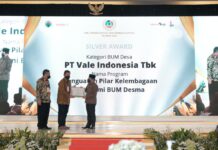 Konsisten Dorong Kemandirian Masyarakat, PKPM PT Vale Raih Award Kemendes PDTT 2022