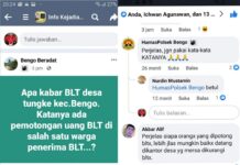 Diduga Account Fake Tebar Isu di FB, Bantuan Peserta BLT Desa Tungke di Potong?