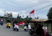 Sambut HUT RI ke-77 Tahun, Komunitas LTSC Lakukan Rolling Vespa