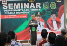 Bupati Lutim Bersama Kepala OPD Ikuti Seminar Pemberantasan Tindak Pidana Korupsi