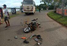 Bus PT. Truba Sambar Motor Matic di Malili