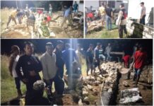 Personel Polsek Bengo Bersama Warga Binaan Gotong Royong Pemasangan Pondasi