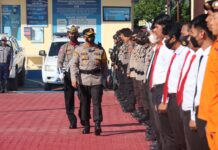 Pengecekan Akhir Kesiapan Pelaksanaan Operasi Lilin 2022, Kapolres Luwu Utara Pimpin Apel Gelar Pasukan