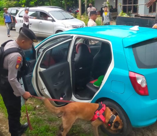 Gunakan Anjing Pelacak,Polres Palopo Razia Kendaraan Jalur Palopo-Toraja