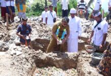 Bupati Morowali Utara Letakkan Batu Pertama Pembangunan Pura Agung Kerta Buana