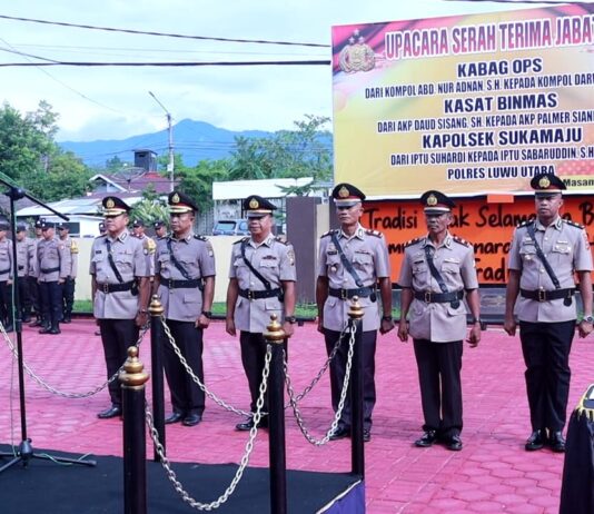Kapolres Luwu Utara Pimpin Sertijab Kabag Ops, Kasat Binmas dan Kapolsek