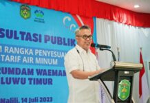 Bupati Hadiri Konsultasi Publik Rancangan Penyesuaian Tarif Air Minum Kabupaten Lutim Tahun 2023
