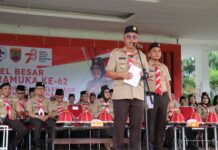 Bupati Pimpin Apel Besar Hari Pramuka dan Lepas Kontingen Rainas XII ke Cibubur Jakarta