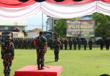 Wabup Morut Hadiri Kegiatan Apel Pembukaan Latihan Lapangan Penanggulangan Bencana Alam Kodim 1311/Morowali Korem 132/Tadulako