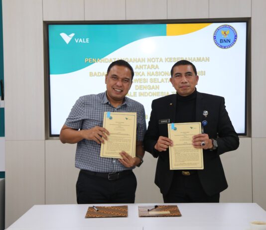 Cegah Narkoba di Lingkungan Karyawan, PT Vale Teken MoU dengan BNN Sulawesi Selatan