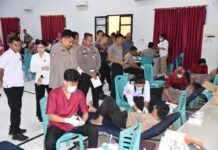 Hut Bayangkara Ke-78, Polres Morut Menggelar  Donor Darah