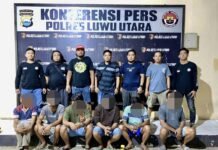 Operasi Pekat Lipu 2024, Resmob Polres Luwu Utara Amankan 6 Pelaku Judi Sabung Ayam