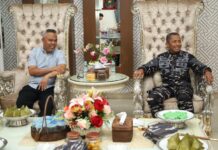 Didampingi Ketua PKK, Bupati Lutim Terima Kunker Danlantamal VI Makassar