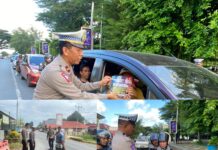 Hari Kedua Ops Patuh, Satlantas Polres Bone Bagi Brosur, Kroscek Jalan Rusak