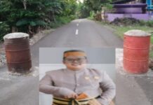 Kades Sappewalie Tak Berkutik Warganya Cor Drum di Badan Jalan
