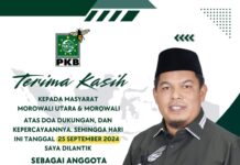 Dilantik Jadi Anggota DPRD Sulteng, Safri: Terima Kasih Masyarakat Morowali dan Morowali Utara