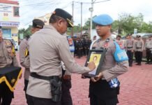 Kapolres Pimpin Upacara PTDH Satu Personel Polres Luwu Utara