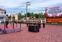 Kapolres Luwu Utara Pimpin Upacara Sertijab dan Kenaikan Pangkat Personel