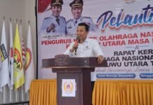 Kepengurusan KONI Luwu Utara 2024–2028 Resmi Dilantik, Bupati Andi Abdullah Rahim Siap Perbaiki GOR