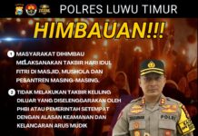 Kapolres Luwu Timur Sebut Boleh Takbir Keliling yang Diselenggarakan PHBI dan Pemerintah Setempat