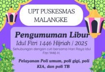 Cuti Bersama dan Libur Lebaran Idulfitri 1446 H, Poli Umum, Gigi, KIA dan TB Tutup Sementara