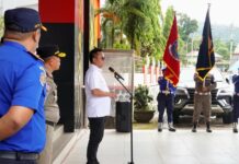 Bupati Morowali Utara Pimpin Apel Pelepasan Upacara HUT Damkar, Satpol PP dan Linmas