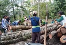 Akibat Banjir di Dusun Pondan, Pemerintah Desa Lara Bersama Masyarakat Lakukan Gotong Royong Buat Turap