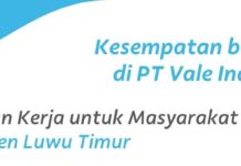 PT Vale Buka Loker Lagi untuk Masyarakat Luwu Timur, Buruan Daftar !