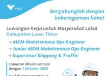 PT Vale Buka Lowongan Kerja Khusus Masyarakat Luwu Timur untuk Enam Posisi